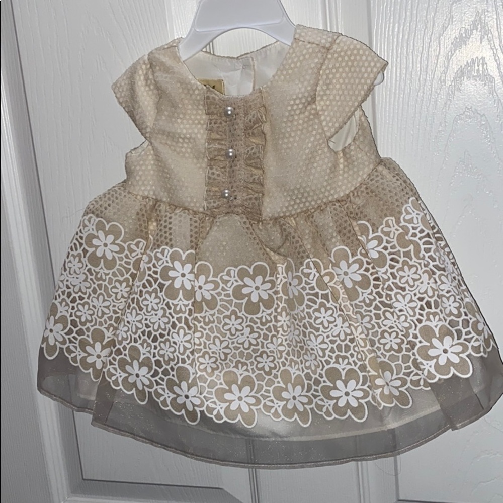 Laura Ashley cream color  6/9m dress